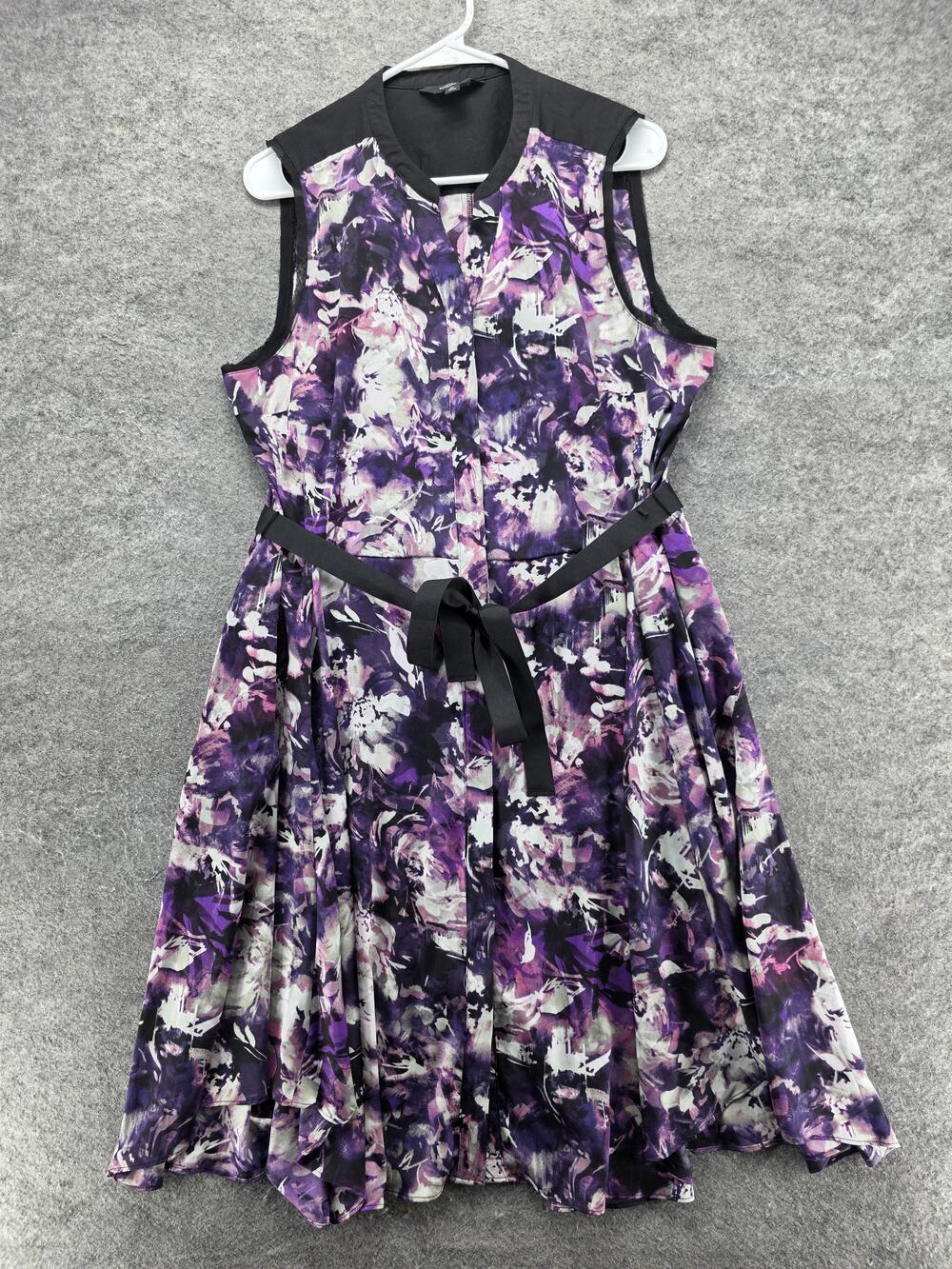 Simply Vera Vera Wang Dress Womens XL Purple Fit & Flare Belted Pleated